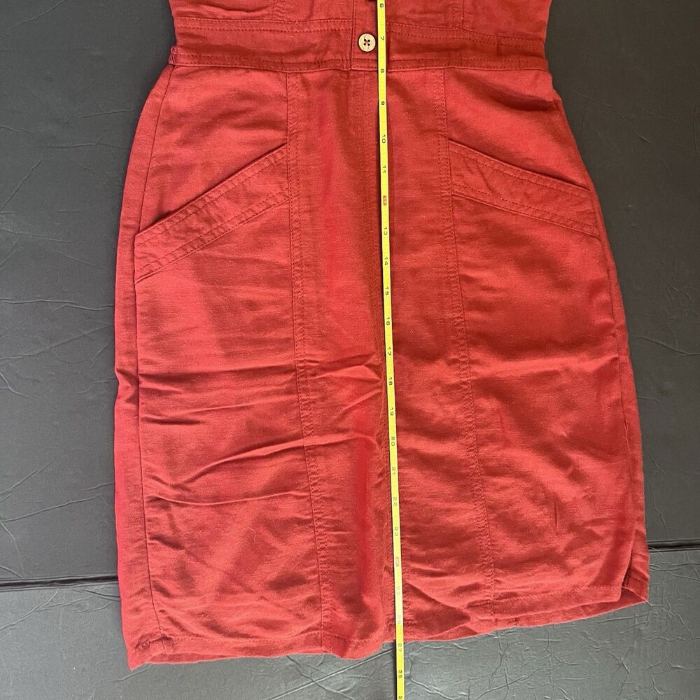 NWOT Japna Linen Blend Tank Knee Length Dress Pockets Womens XS Rust Red Orange - Picture 11 of 11